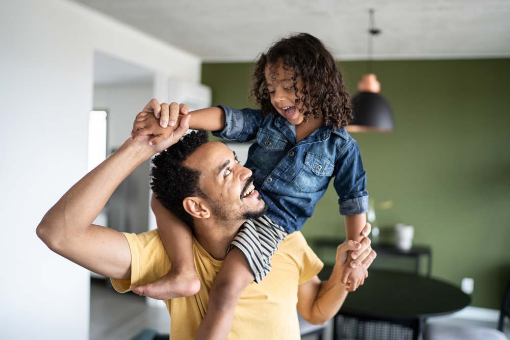 dad and daughter at home